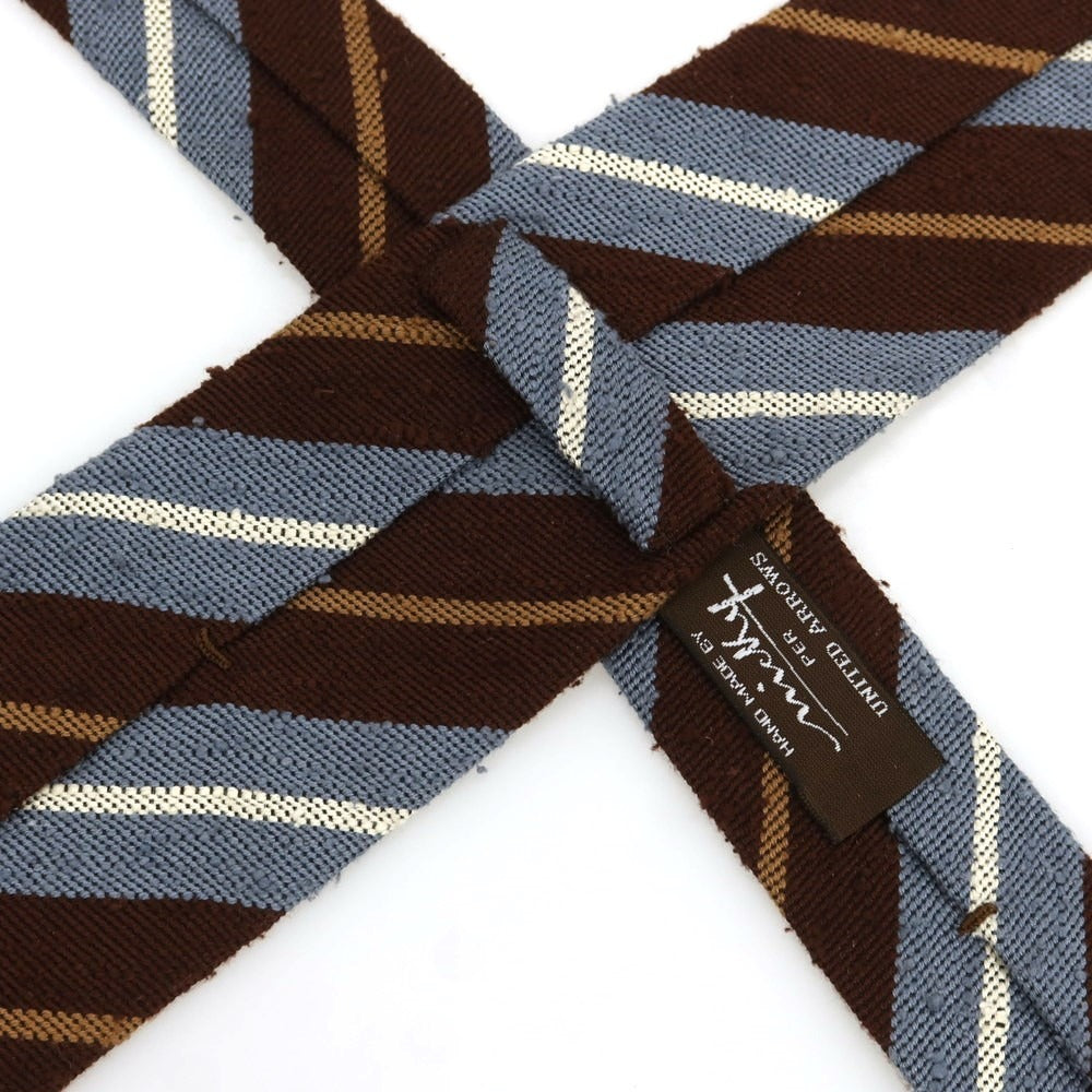 【中古】ニッキー nicky シルク ストライプ柄ネクタイ ブラウンxブルー【 状態ランクB 】【 メンズ 】