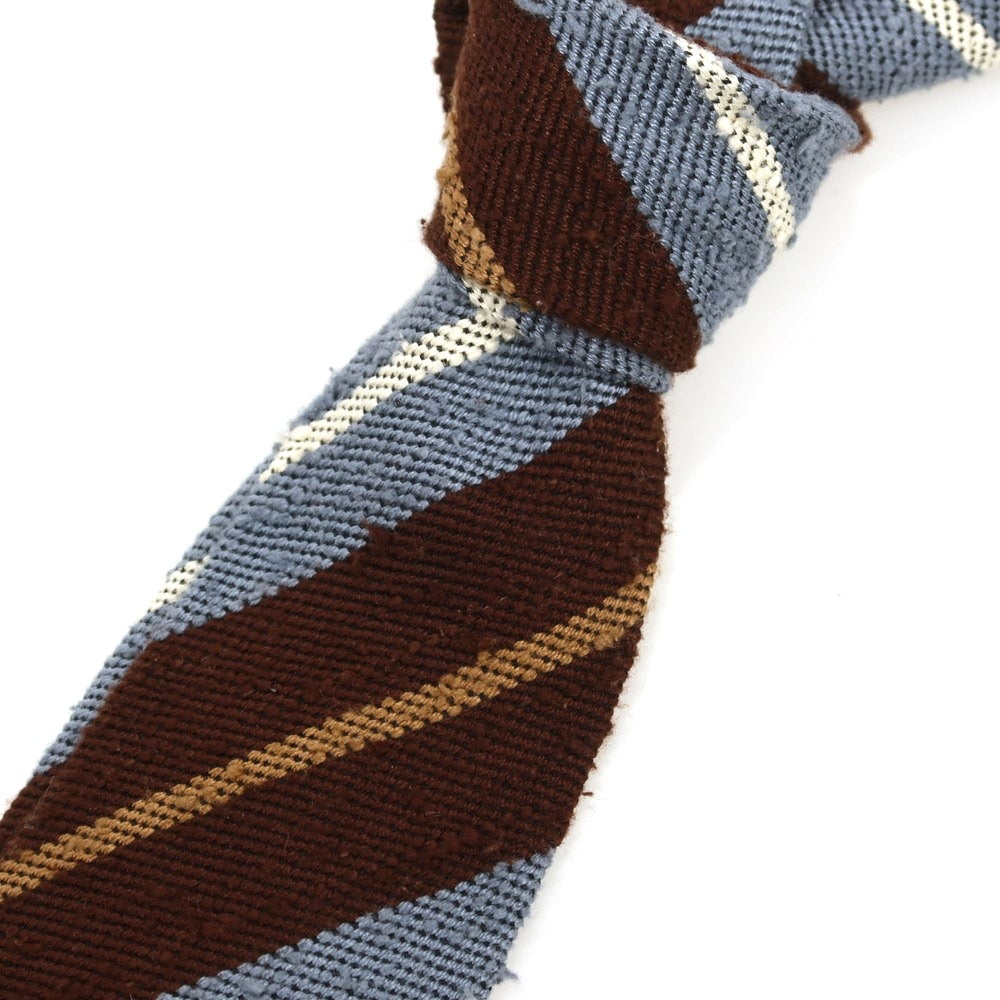 【中古】ニッキー nicky シルク ストライプ柄ネクタイ ブラウンxブルー【 状態ランクB 】【 メンズ 】