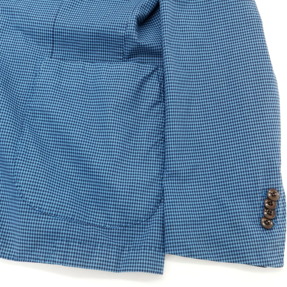 【中古】ボリオリ BOGLIOLI コットン チェック 3B カジュアルジャケット ブルーxネイビー【サイズ50】【BLU】【S/S】【状態ランクB】【メンズ】【759280】