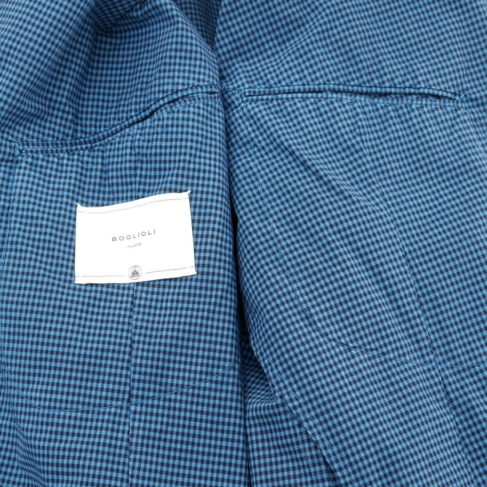 【中古】ボリオリ BOGLIOLI コットン チェック 3B カジュアルジャケット ブルーxネイビー【サイズ50】【BLU】【S/S】【状態ランクB】【メンズ】【759280】