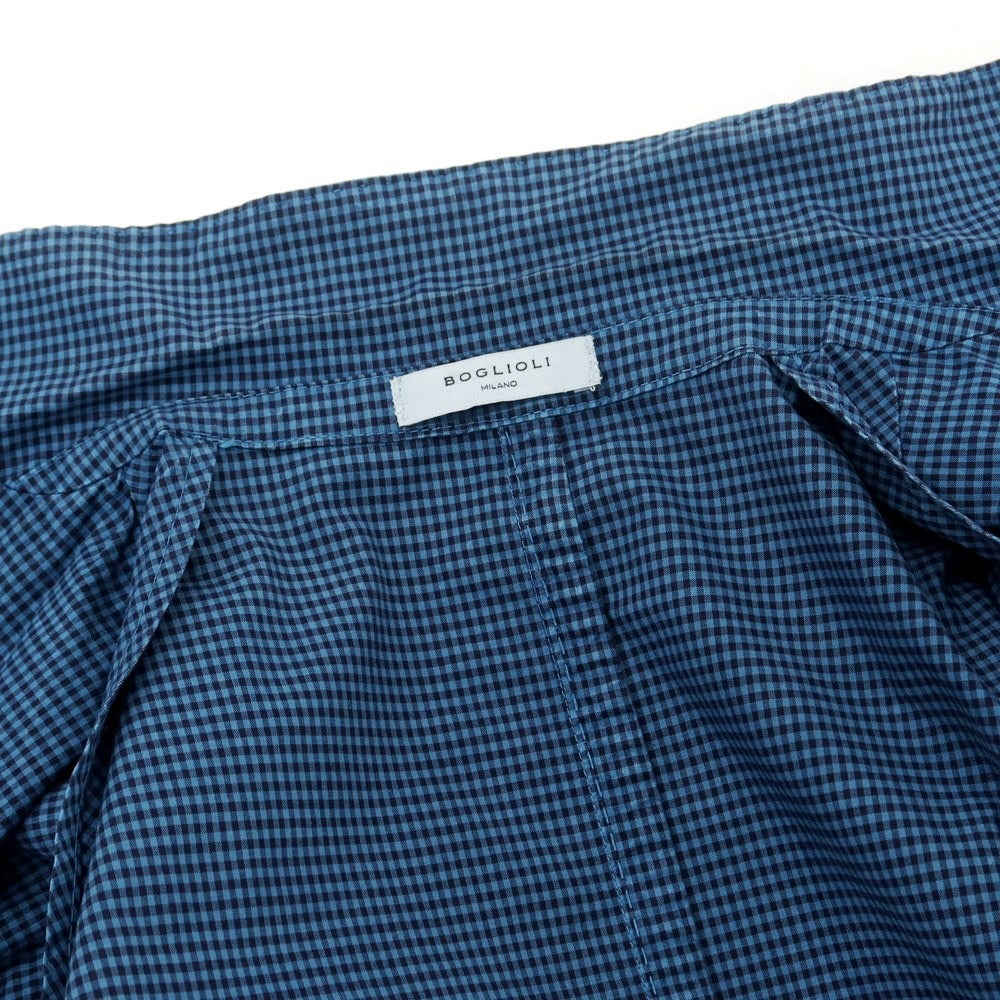 【中古】ボリオリ BOGLIOLI コットン チェック 3B カジュアルジャケット ブルーxネイビー【サイズ50】【BLU】【S/S】【状態ランクB】【メンズ】【759280】