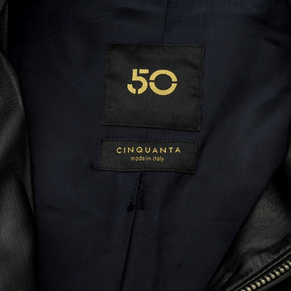 【中古】チンクアンタ Cinquanta シープレザー ジップアップ レザージャケット ブラック【 46 】【 状態ランクB 】【 メンズ 】