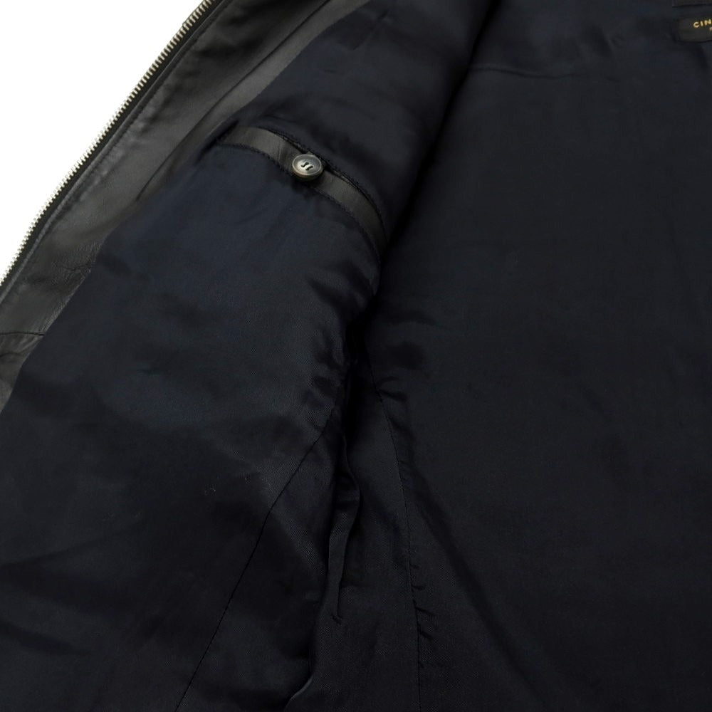 【中古】チンクアンタ Cinquanta シープレザー ジップアップ レザージャケット ブラック【 46 】【 状態ランクB 】【 メンズ 】