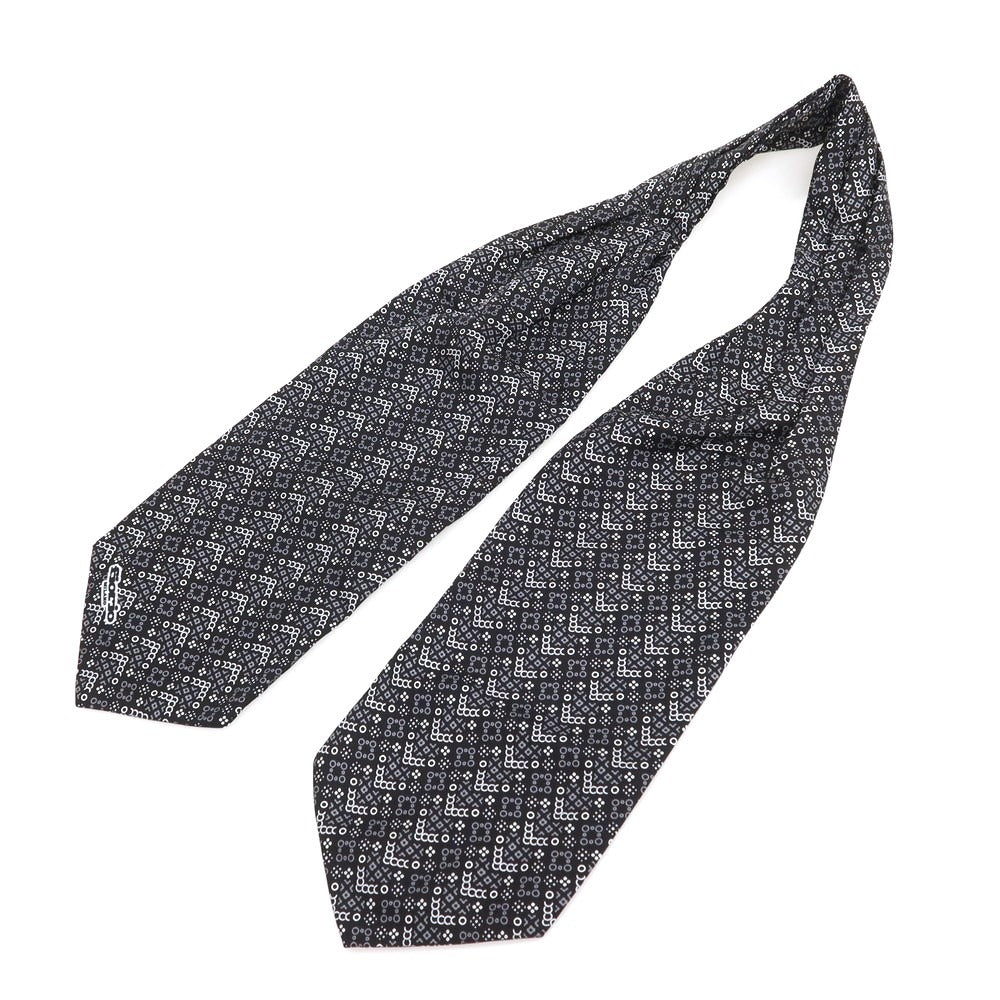 【中古】フィオリオ FIORIO シルク アスコットタイ ブラックxホワイト【 状態ランクB 】【 メンズ 】