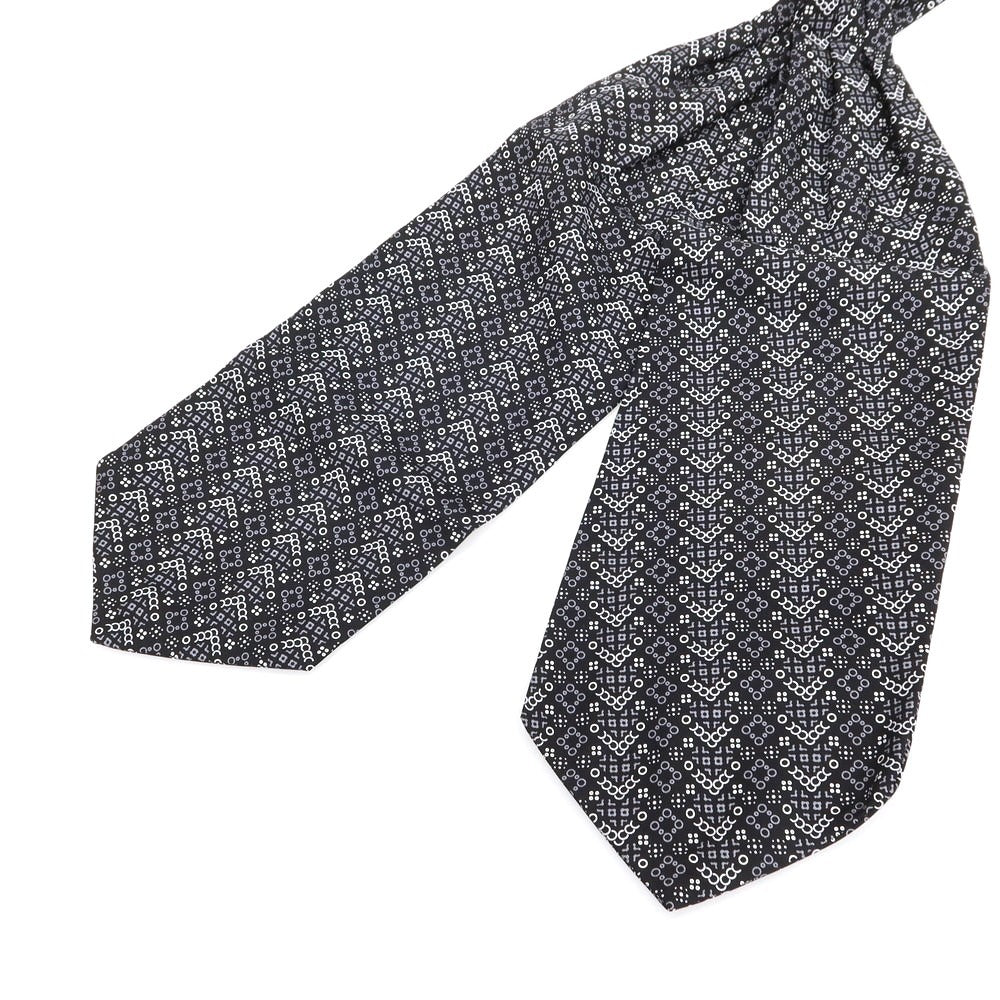 【中古】フィオリオ FIORIO シルク アスコットタイ ブラックxホワイト【 状態ランクB 】【 メンズ 】