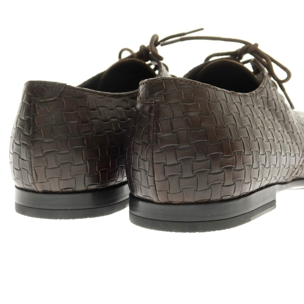 【中古】デュカルス DOUCALS 型押しレザー プレーントゥ ドレスシューズ ダークブラウン【 39 】【 状態ランクB 】【 メンズ 】