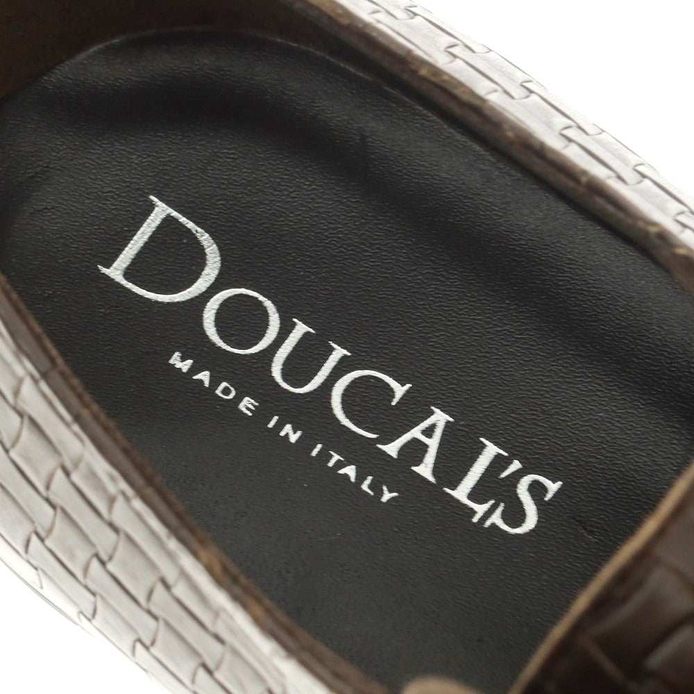 【中古】デュカルス DOUCALS 型押しレザー プレーントゥ ドレスシューズ ダークブラウン【 39 】【 状態ランクB 】【 メンズ 】
