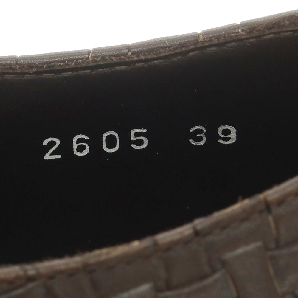 【中古】デュカルス DOUCALS 型押しレザー プレーントゥ ドレスシューズ ダークブラウン【 39 】【 状態ランクB 】【 メンズ 】