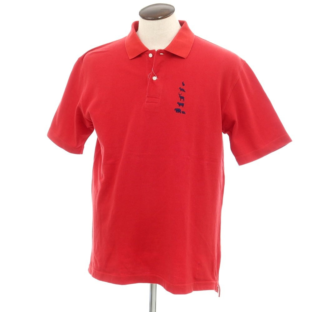 【中古】マウンテンリサーチ MOUNTAIN RESEARCH コットン 鹿の子 半袖ポロシャツ レッド【サイズL】【RED】【S/S】【状態ランクC】【メンズ】【759285】