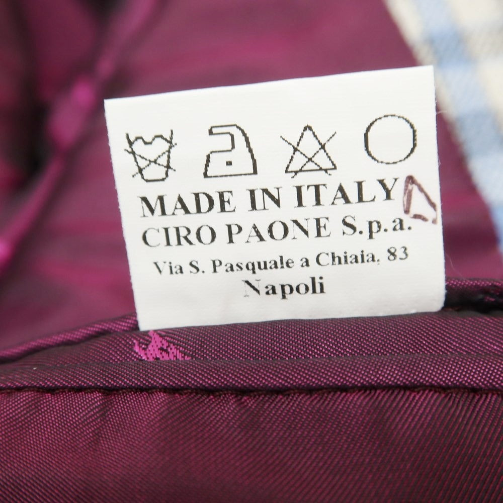 【中古】キートン Kiton カシミヤリネンシルク チェック テーラードジャケット オートミールxグレー×ライトブルー【 48 Drop7R 】【 状態ランクA 】【 メンズ 】