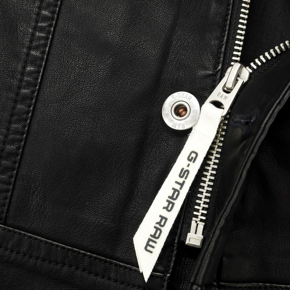 【中古】【未使用】ジースターロウ G-STAR RAW レーヨンポリエステル フェイクレザー ジップアップ ブルゾン ブラック【 XS 】【 状態ランクS 】【 メンズ 】