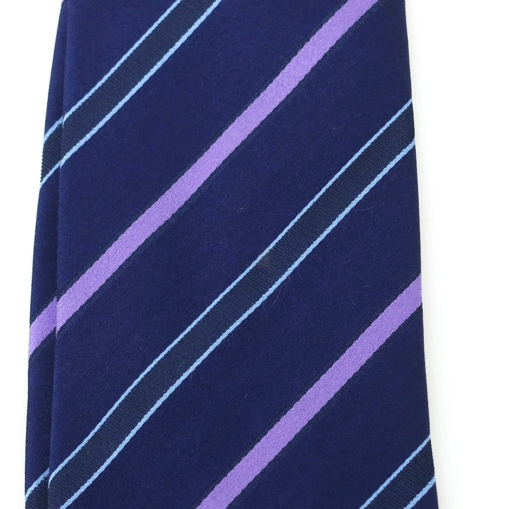 【中古】ルイジ ボレッリ Luigi Borrelli シルク ストライプ柄ネクタイ ネイビーxパープル【 状態ランクB 】【 メンズ 】