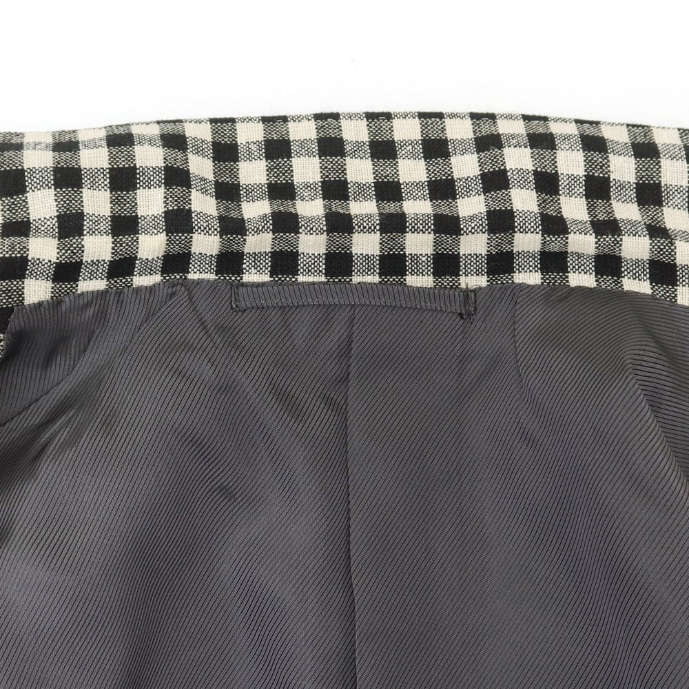 【中古】ビームスエフ BEAMS F リネンシルク チェック 3B テーラードジャケット ブラックxホワイト【 46 】【 状態ランクB 】【 メンズ 】