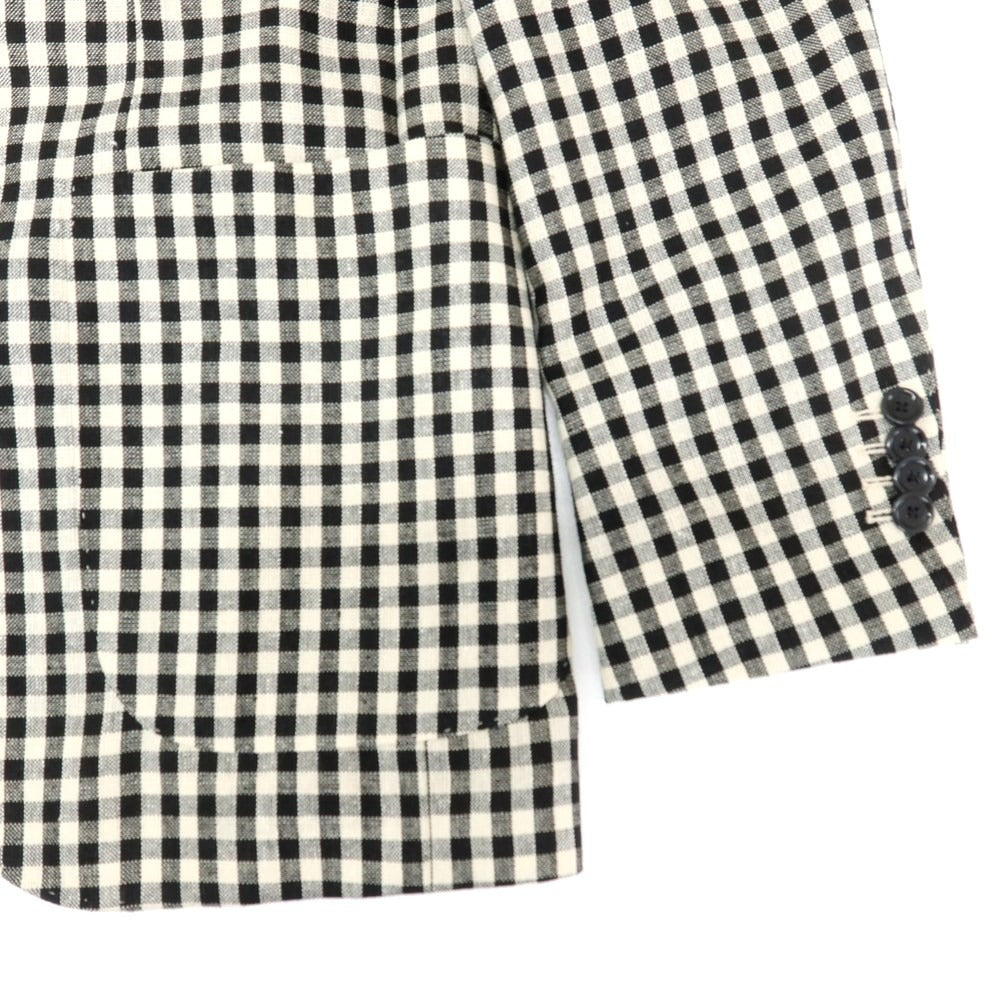 【中古】ビームスエフ BEAMS F リネンシルク チェック 3B テーラードジャケット ブラックxホワイト【 46 】【 状態ランクB 】【 メンズ 】