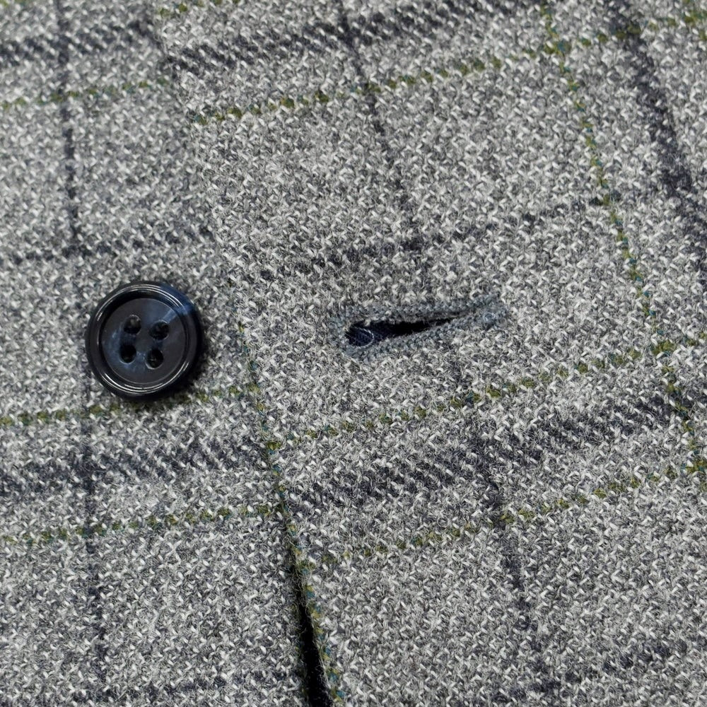 【中古】ベヴィラクア BEVILACQUA ウールカシミヤ チェック ベスト ジレ グレーxネイビー【 M 】【 状態ランクB 】【 メンズ 】