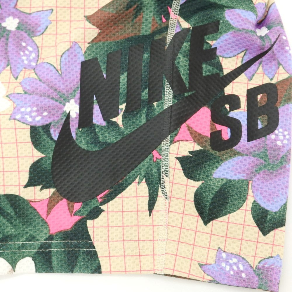 【中古】ナイキ NIKE フラワー柄 ポリエステル ショートパンツ ベージュxグリーン【 XL 】【 状態ランクB 】【 メンズ 】