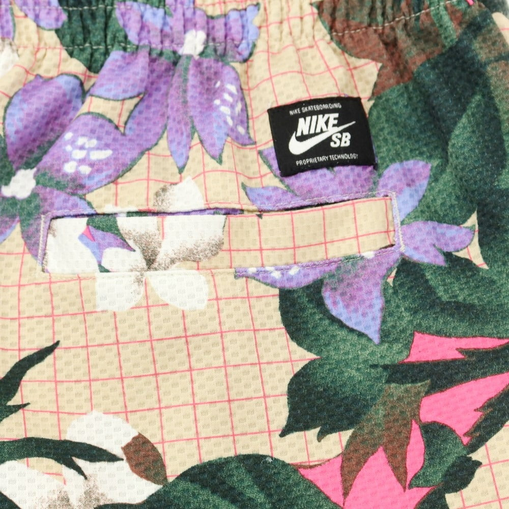 【中古】ナイキ NIKE フラワー柄 ポリエステル ショートパンツ ベージュxグリーン【 XL 】【 状態ランクB 】【 メンズ 】