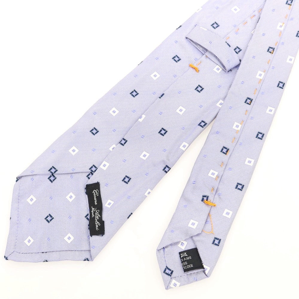 【中古】チェーザレ アットリーニ Cesare Attolini シルク 小紋柄ネクタイ ラベンダー【 状態ランクC 】【 メンズ 】