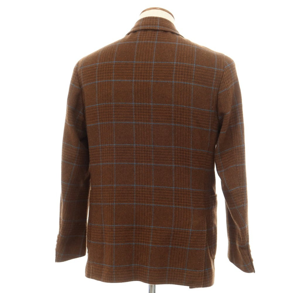【新品アウトレット】スティレ ラティーノ STILE LATINO ウールコットンナイロン チェック カジュアルジャケット ブラウンxライトブルー【 46 】【 状態ランクN- 】【 メンズ 】