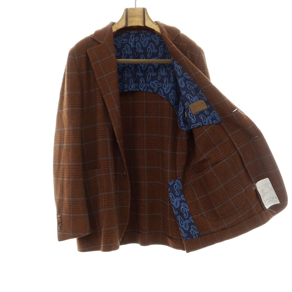 【新品アウトレット】スティレ ラティーノ STILE LATINO ウールコットンナイロン チェック カジュアルジャケット ブラウンxライトブルー【 46 】【 状態ランクN- 】【 メンズ 】