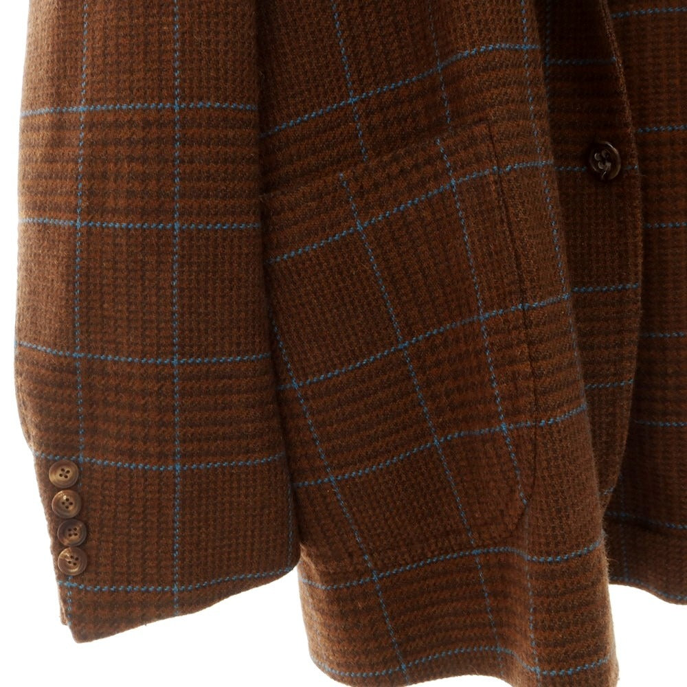 【新品アウトレット】スティレ ラティーノ STILE LATINO ウールコットンナイロン チェック カジュアルジャケット ブラウンxライトブルー【 46 】【 状態ランクN- 】【 メンズ 】