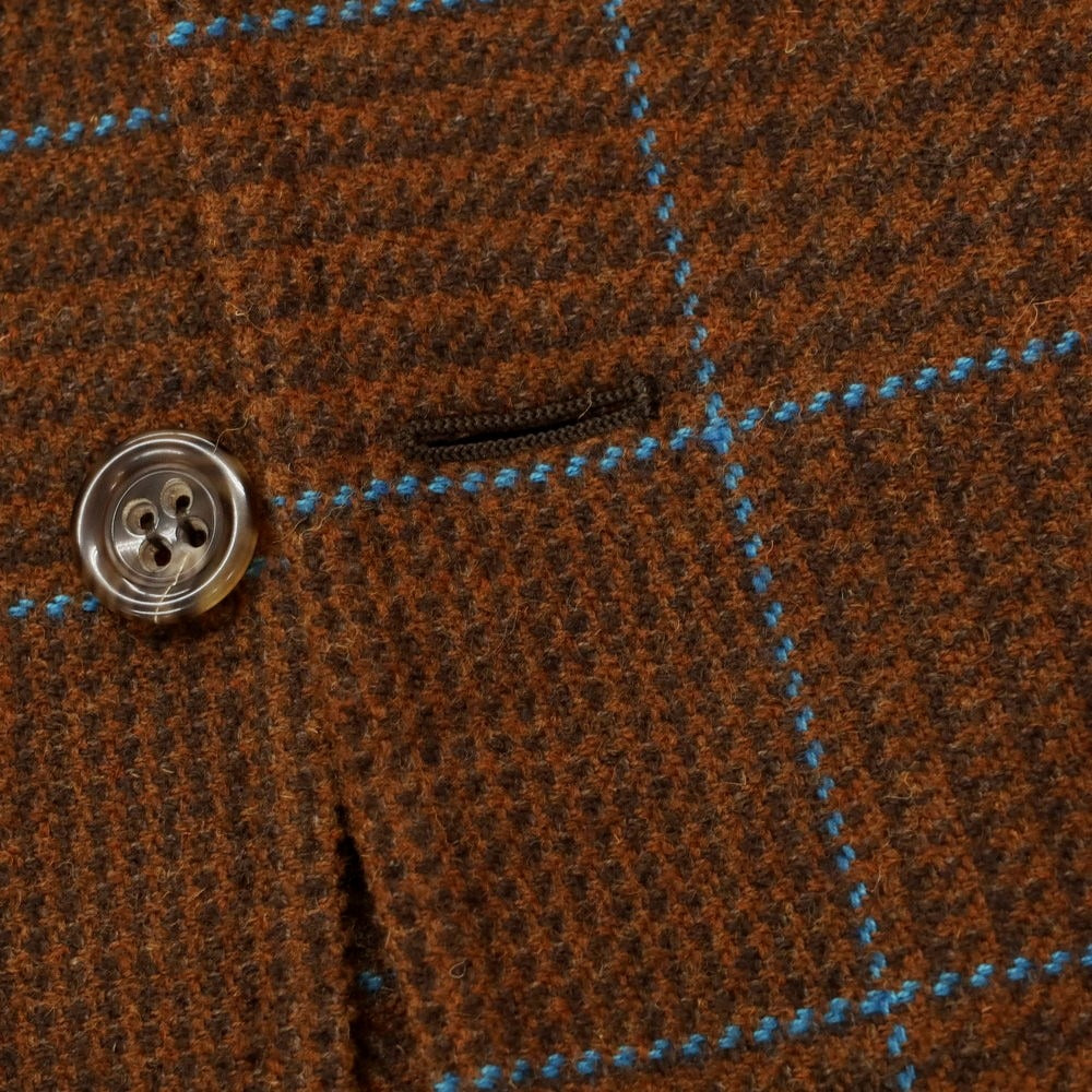 【新品アウトレット】スティレ ラティーノ STILE LATINO ウールコットンナイロン チェック カジュアルジャケット ブラウンxライトブルー【 46 】【 状態ランクN- 】【 メンズ 】