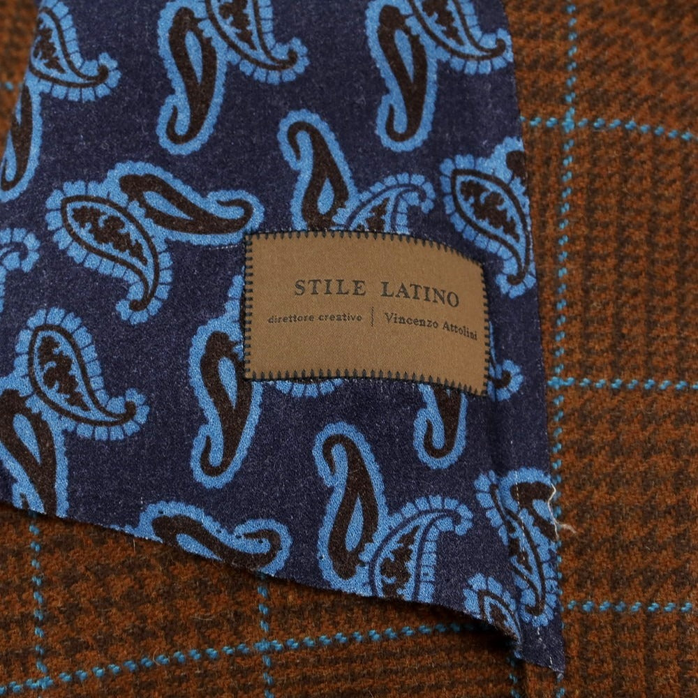 【新品アウトレット】スティレ ラティーノ STILE LATINO ウールコットンナイロン チェック カジュアルジャケット ブラウンxライトブルー【 46 】【 状態ランクN- 】【 メンズ 】