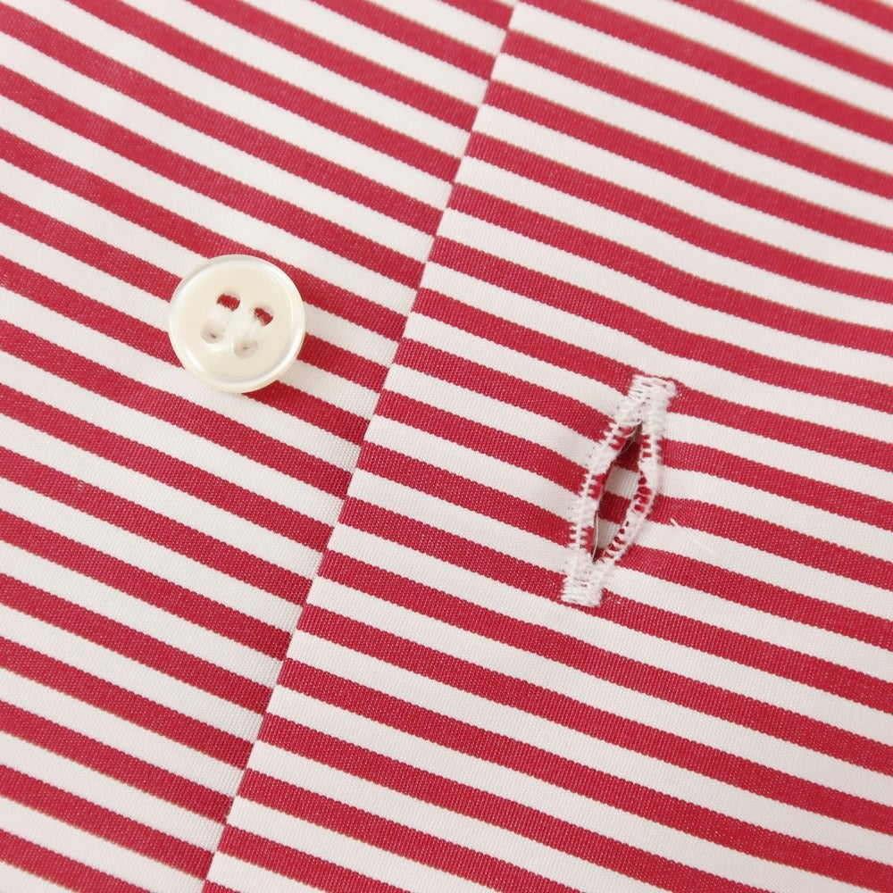 【新品】ガリア GALLIA コットン ワイドカラー ボーダー ドレスシャツ ホワイトxローズレッド【サイズ40】【WHT】【S/S/A/W】【状態ランクN】【メンズ】【759190】