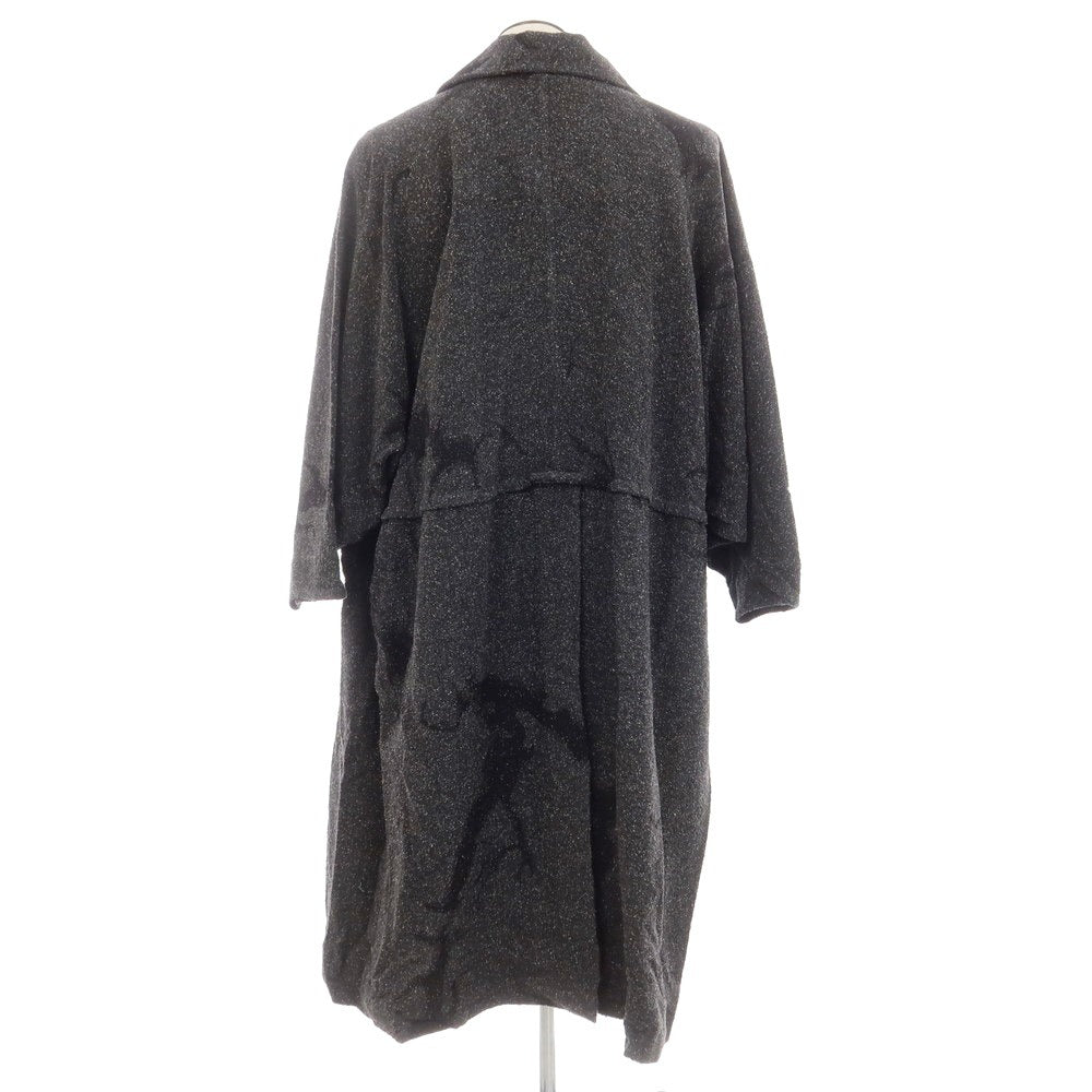 【中古】アイム メン IM MEN 2024年秋冬 シルク系 ジャカード ステンカラーコート ブラック【 表記なし(L位) 】【 状態ランクA 】【 メンズ 】