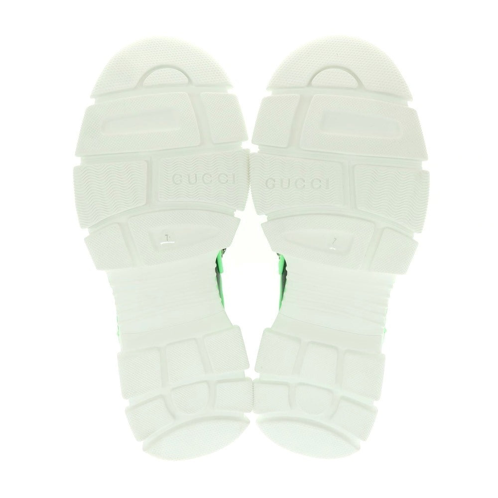 【中古】【未使用】グッチ GUCCI フラッシュトレック スニーカー ブラックxネオングリーン【 7 】【 状態ランクS 】【 メンズ 】