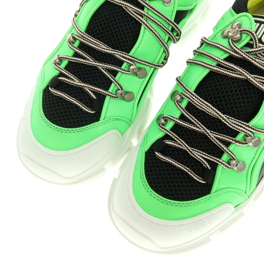【中古】【未使用】グッチ GUCCI フラッシュトレック スニーカー ブラックxネオングリーン【 7 】【 状態ランクS 】【 メンズ 】
