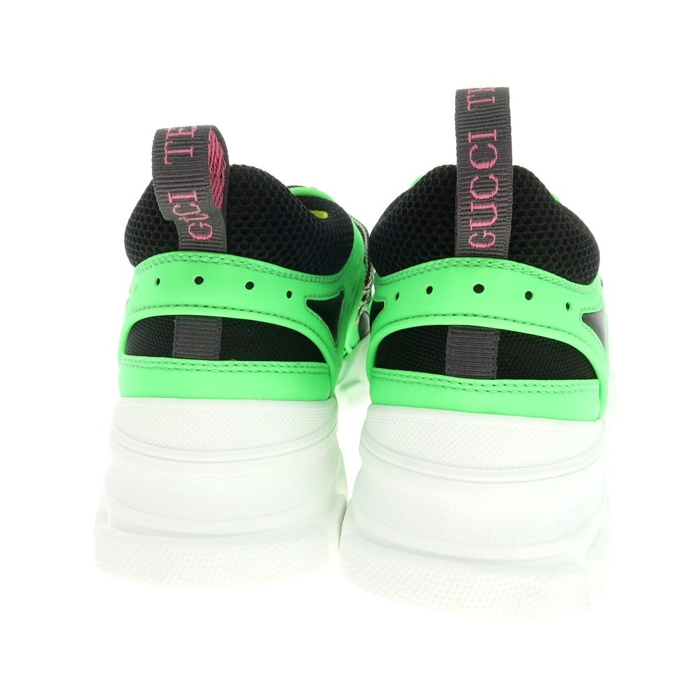 【中古】【未使用】グッチ GUCCI フラッシュトレック スニーカー ブラックxネオングリーン【 7 】【 状態ランクS 】【 メンズ 】
