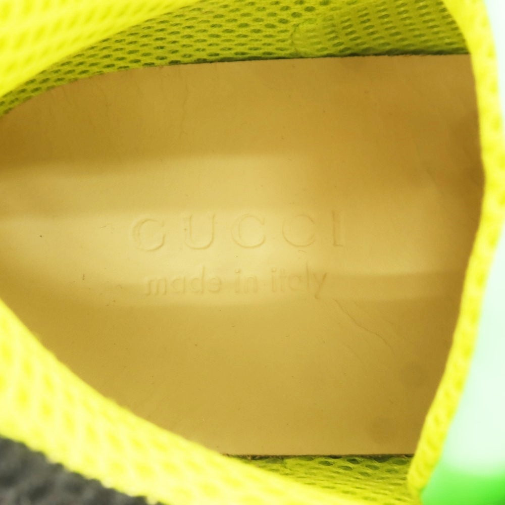 【中古】【未使用】グッチ GUCCI フラッシュトレック スニーカー ブラックxネオングリーン【 7 】【 状態ランクS 】【 メンズ 】