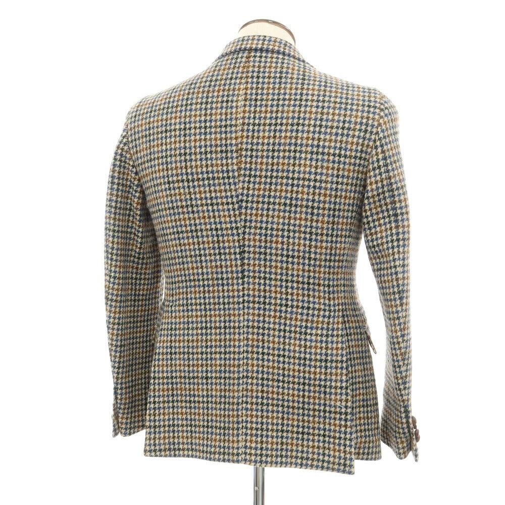 【中古】ピーノレラリオ リバイバル PINOLERARIO Revival ウールツイード チェック カジュアルジャケット ベージュxブルー【 48 】【 状態ランクB 】【 メンズ 】