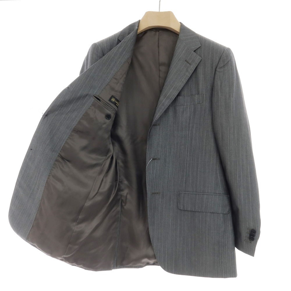 【中古】コルネリアーニ CORNELIANI ウールシルク ストライプ 3つボタンスーツ グレー【 44 】【 状態ランクB 】【 メンズ 】