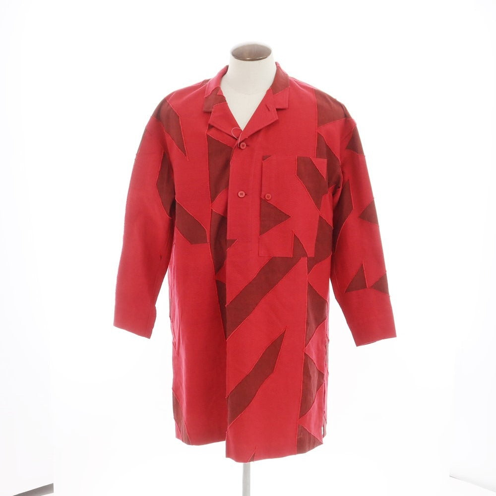 【中古】アイム メン IM MEN 2024年春夏 コットン系 プルオーバー ロングシャツ レッドxブラック【 表記なし(L位) 】【 状態ランクA 】【 メンズ 】