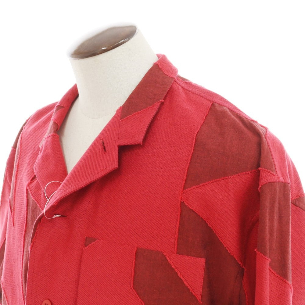 【中古】アイム メン IM MEN 2024年春夏 コットン系 プルオーバー ロングシャツ レッドxブラック【 表記なし(L位) 】【 状態ランクA 】【 メンズ 】