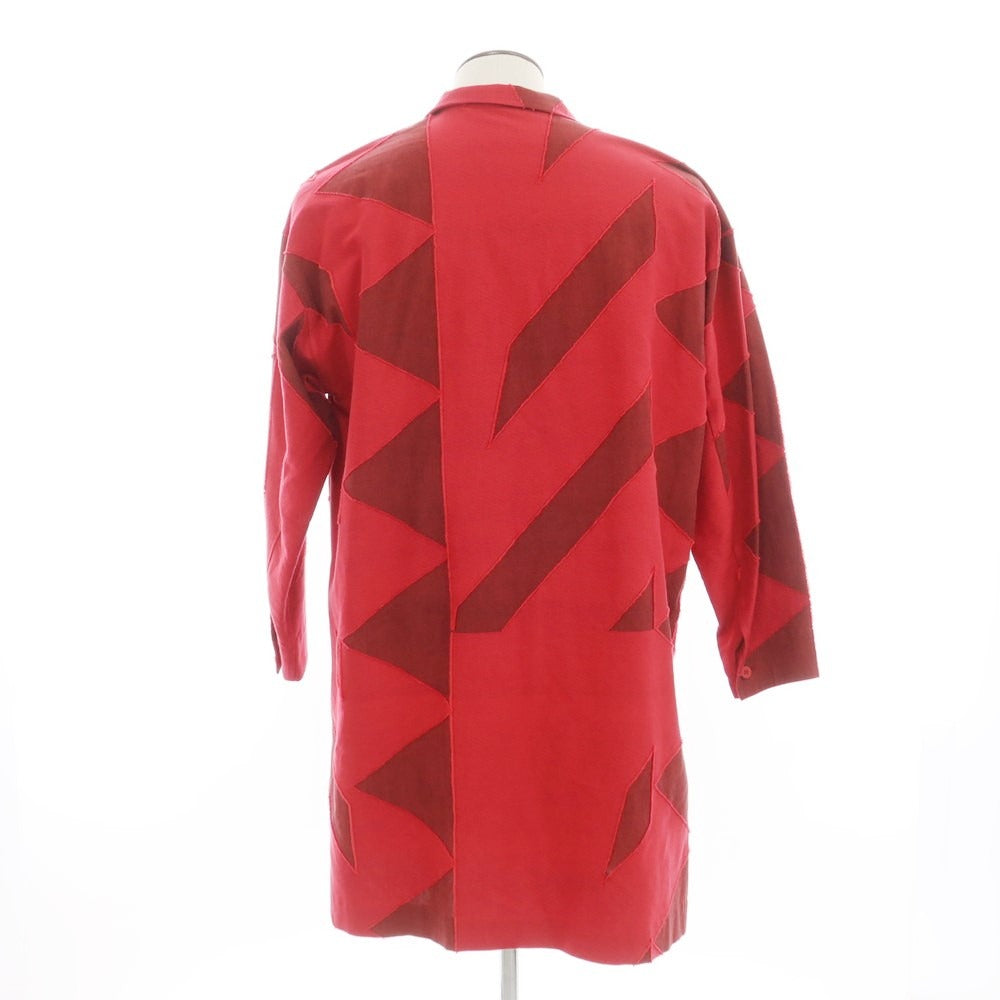 【中古】アイム メン IM MEN 2024年春夏 コットン系 プルオーバー ロングシャツ レッドxブラック【 表記なし(L位) 】【 状態ランクA 】【 メンズ 】