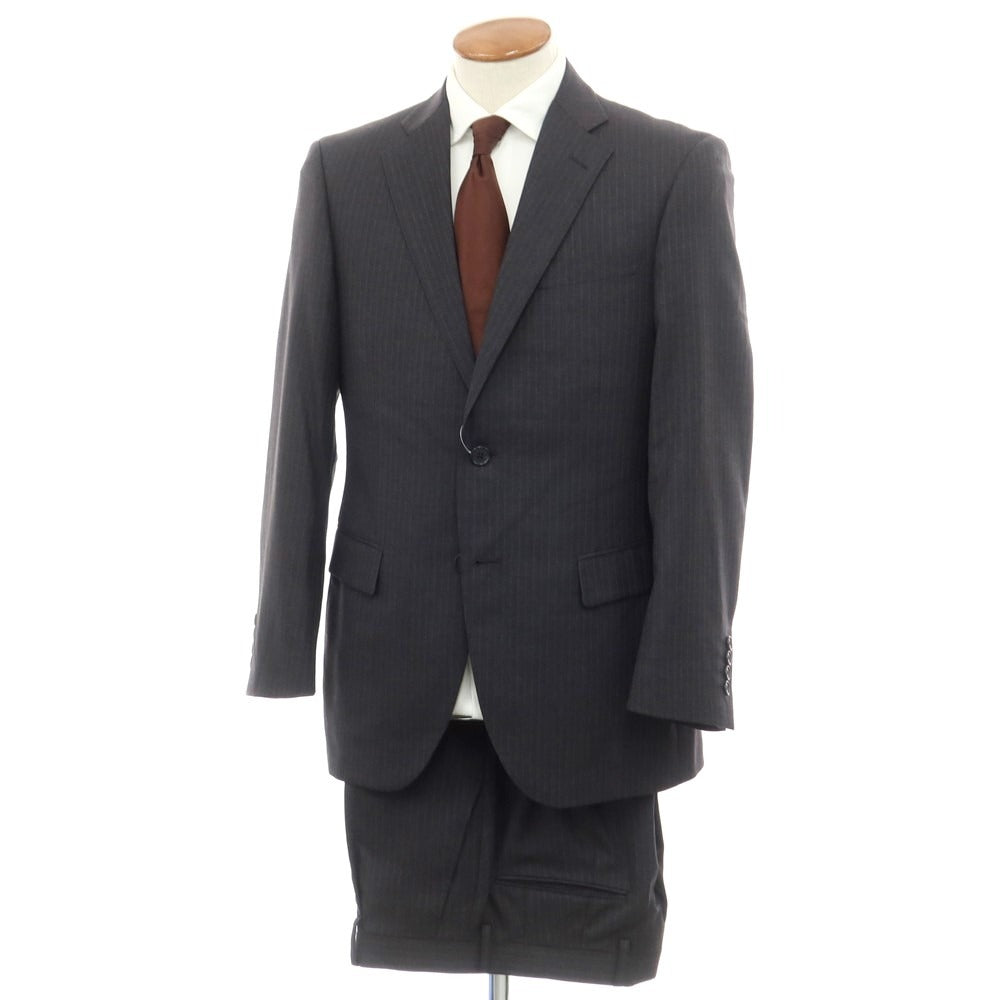 【中古】ダーバン D’URBAN ウールポリエステル ストライプ 2つボタンスーツ グレー【 92A5 (M位) 】【 状態ランクB 】【 メンズ 】