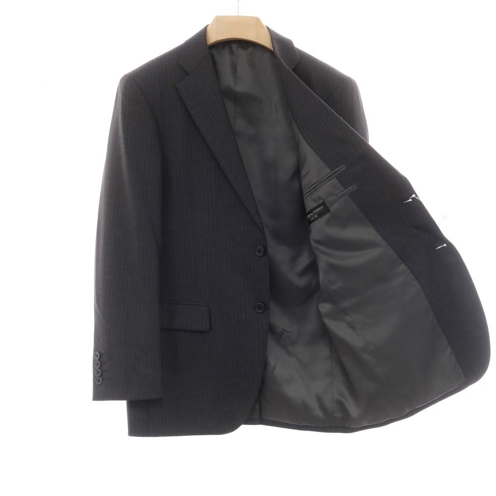 【中古】ダーバン D’URBAN ウールポリエステル ストライプ 2つボタンスーツ グレー【 92A5 (M位) 】【 状態ランクB 】【 メンズ 】