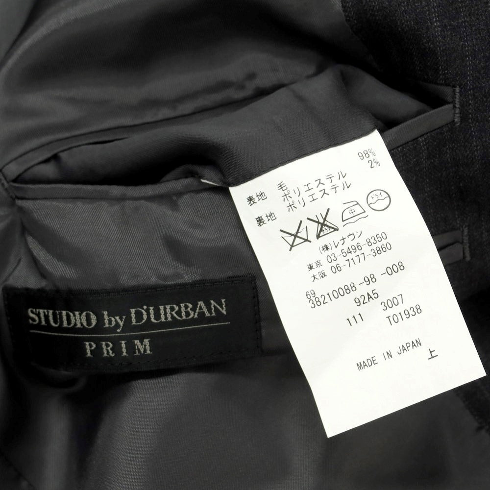 【中古】ダーバン D’URBAN ウールポリエステル ストライプ 2つボタンスーツ グレー【 92A5 (M位) 】【 状態ランクB 】【 メンズ 】