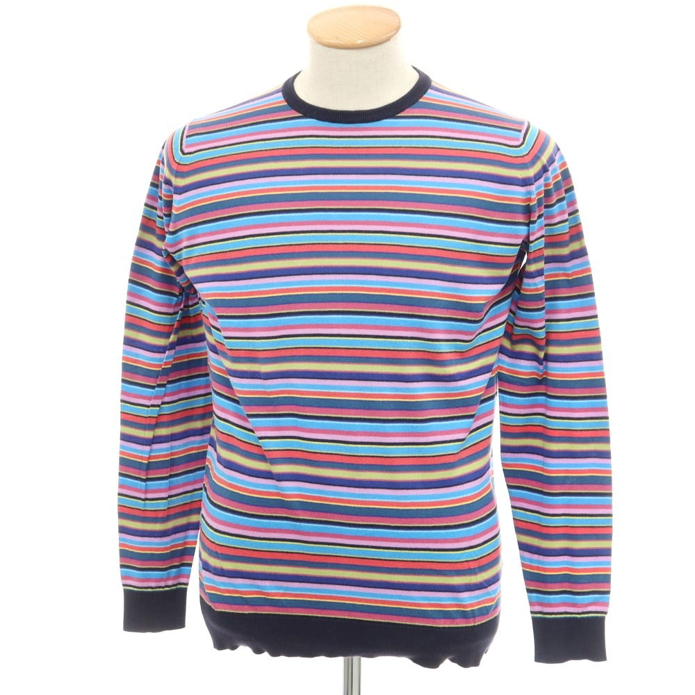 【中古】ジョンスメドレー JOHN SMEDLEY コットン ボーダー プルオーバーニット マルチカラー【サイズXS】【MLT】【S/S】【