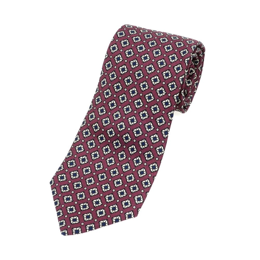 【中古】ルイジ ボレッリ Luigi Borrelli シルク 小紋柄ネクタイ ダークパープルxネイビー【 状態ランクC 】【 メンズ 】