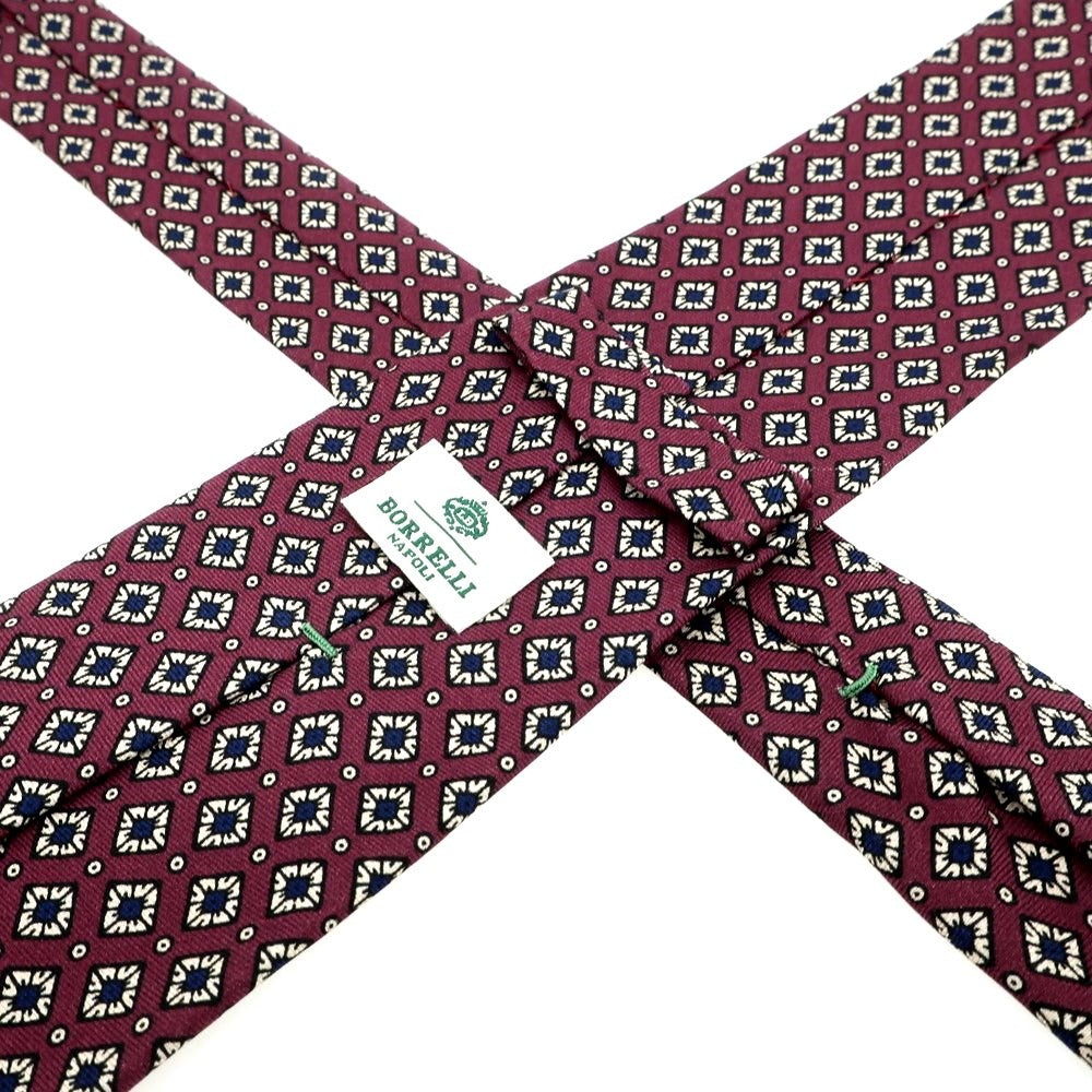 【中古】ルイジ ボレッリ Luigi Borrelli シルク 小紋柄ネクタイ ダークパープルxネイビー【 状態ランクC 】【 メンズ 】