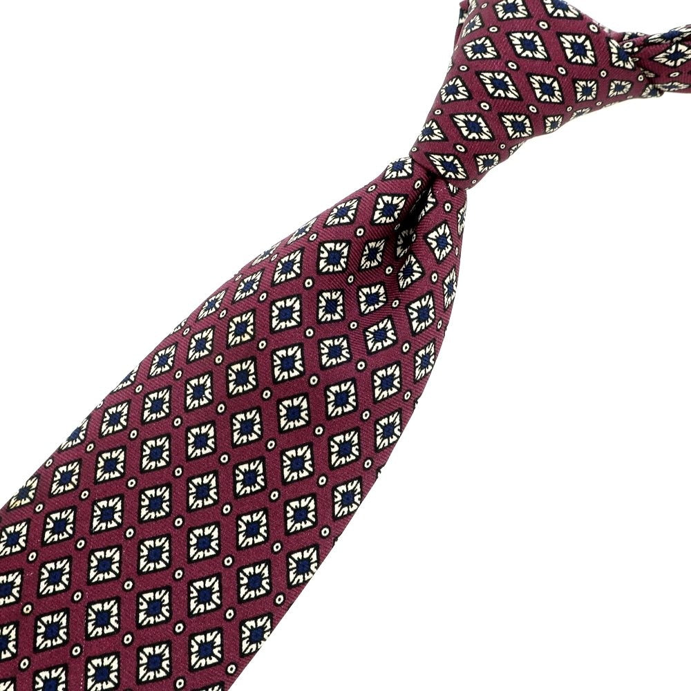 【中古】ルイジ ボレッリ Luigi Borrelli シルク 小紋柄ネクタイ ダークパープルxネイビー【 状態ランクC 】【 メンズ 】