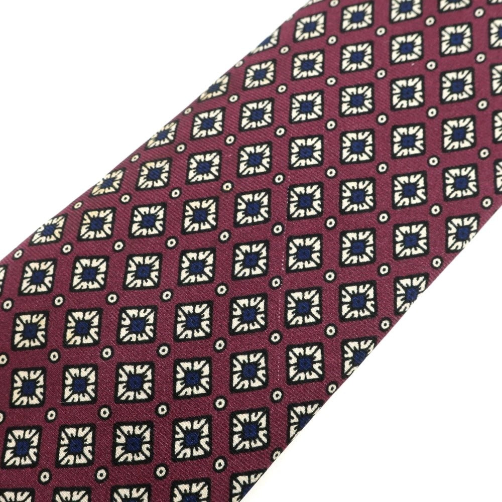 【中古】ルイジ ボレッリ Luigi Borrelli シルク 小紋柄ネクタイ ダークパープルxネイビー【 状態ランクC 】【 メンズ 】