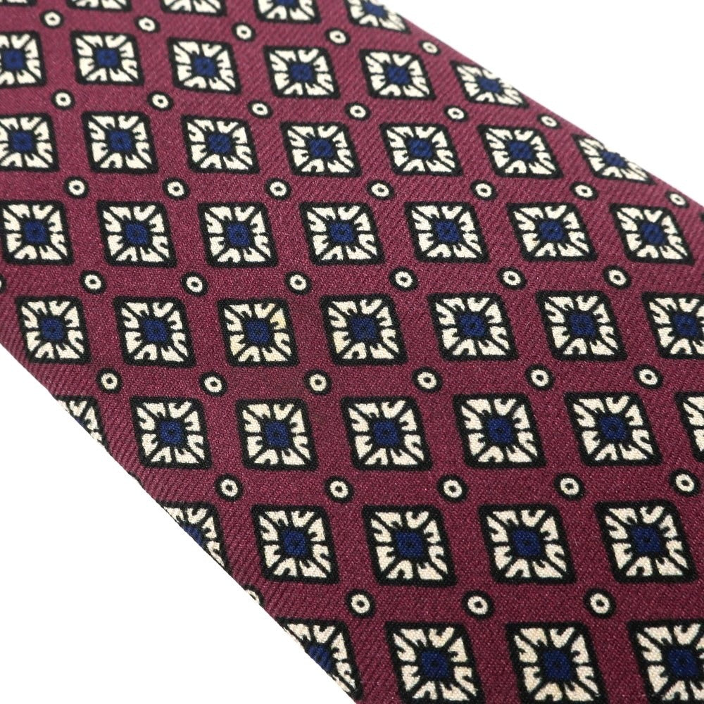 【中古】ルイジ ボレッリ Luigi Borrelli シルク 小紋柄ネクタイ ダークパープルxネイビー【 状態ランクC 】【 メンズ 】