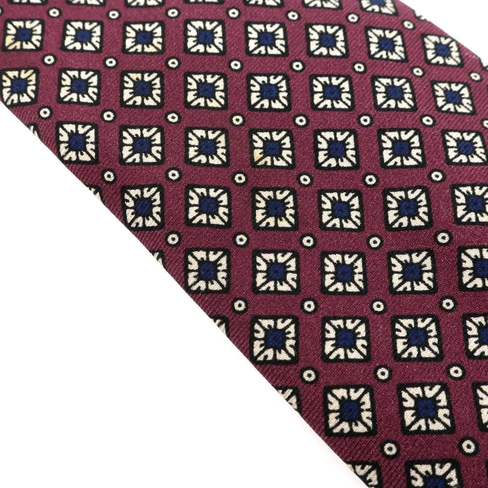 【中古】ルイジ ボレッリ Luigi Borrelli シルク 小紋柄ネクタイ ダークパープルxネイビー【 状態ランクC 】【 メンズ 】