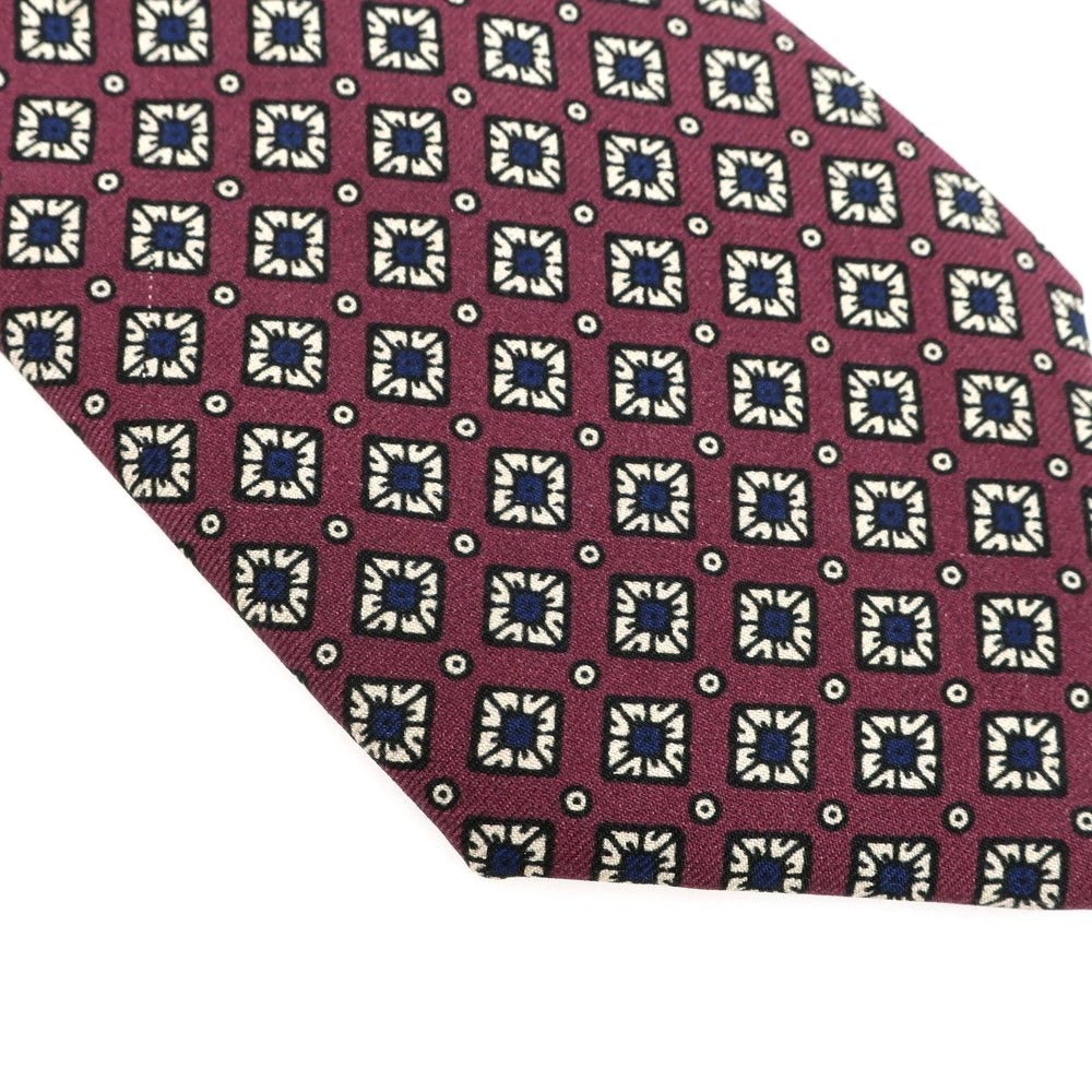 【中古】ルイジ ボレッリ Luigi Borrelli シルク 小紋柄ネクタイ ダークパープルxネイビー【 状態ランクC 】【 メンズ 】