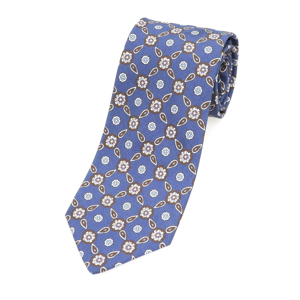 【中古】ルイジ ボレッリ Luigi Borrelli シルク 小紋柄ネクタイ ダルブルーxブラウン【 状態ランクB 】【 メンズ 】